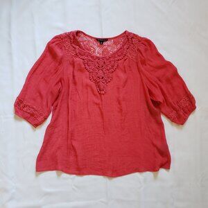 Zac & Rachel Woman 2X boho blouse top crochet peasant style spring